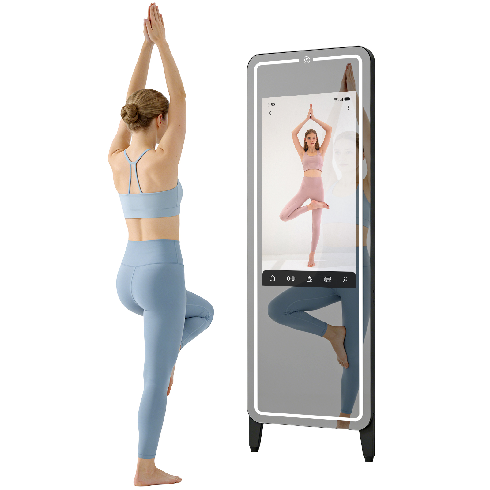 Home Gym Video - スマートジムミラー ホームワークアウト用 | 32インチHDタッチスクリーンAndroid OS |