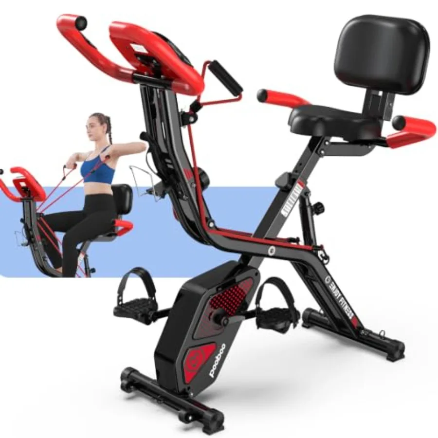 Home Gym Bike - 家庭用ジムに最適な、折りたたみ式の磁気式エクササイズバイク。スチールフレーム、ブラック仕上げ。省スペースで静音性に優れた磁気抵抗方式。