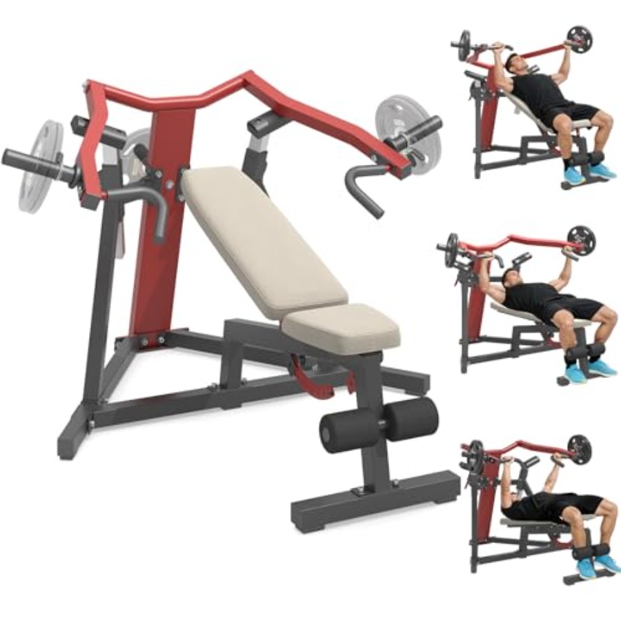 Home Gym Upper Body Workout - ホームジムチェストプレスマシン：ヘビーデューティースチールフレーム調整可能インクライン/デクライン/フラットベンチ ブラックグレー 3-in-1 上半身トレーニング
