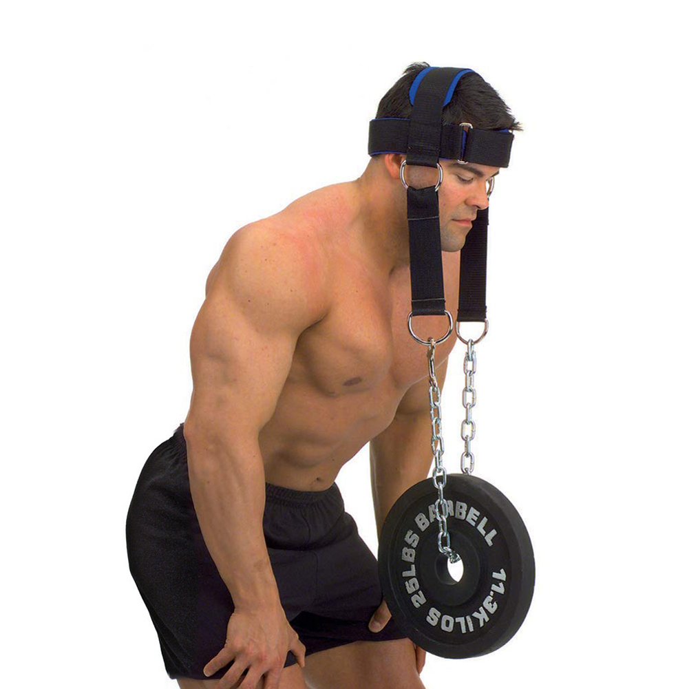 Home Gym Weight Machine - パッド入りネックトレーニングヘッドハーネス、チェーンウェイトロードリフティングチンヘッドエクササイザーストラップ、ジムボディビルディングフィットネス機器