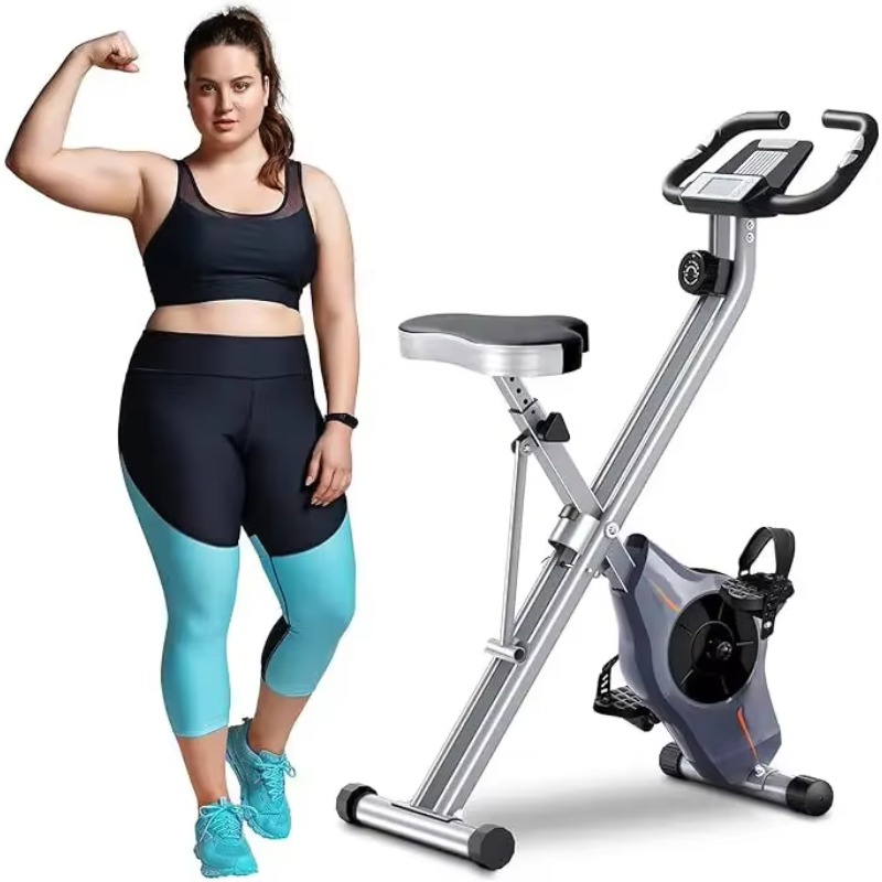 Home Gym Bike - 家庭用ジム用のポータブルスチール素材エクササイズバイク、折りたたみ式家庭用エクササイズバイク、安定性のための頑丈な構造