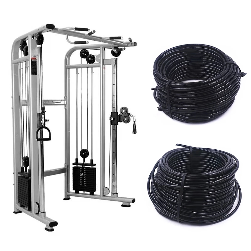Home Gym System - 100 メートル 4/5/6 ミリメートル厚さのホームウェイトリフティングプーリーシステムワークアウトジムケーブルステンレスワイヤーロープ黒ナイロンコーティング