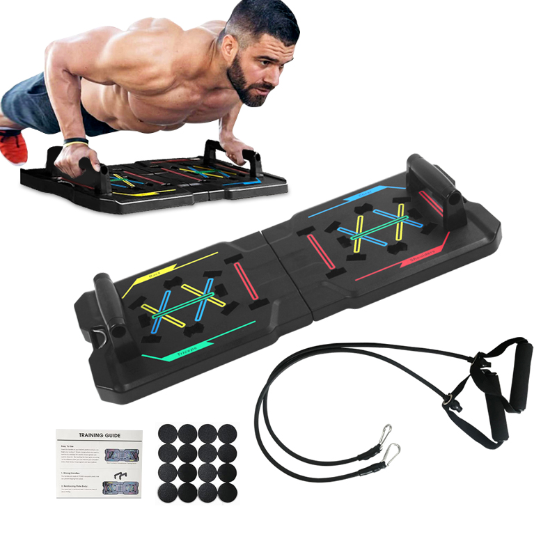 Home Gym System - 家庭用ジム向けフィットネス機器。折りたたみ式で高さ調節可能な、人間工学に基づいたプッシュアップボード。持ち運び可能な家庭用ジムシステム。プロレベルの筋力トレーニングに最適。