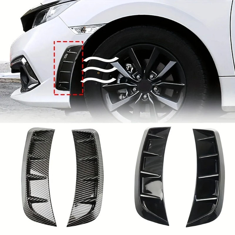 Weight Plate Bumper - 2 個ブラックカーボンファイバーフロントバンパーサイドウィングエアインテークベントステッカー、車のフード外装装飾カバーオートスタイリングアクセサリー