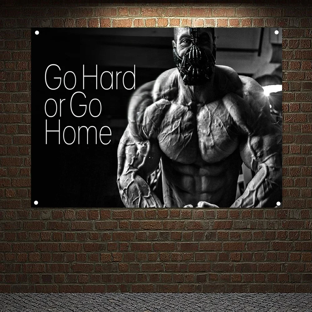 Home Gym Yes Or No - 頑張れ、さもなければ帰れ ジム装飾 インスピレーションポスター タペストリー ワークアウト ボディビルディング
