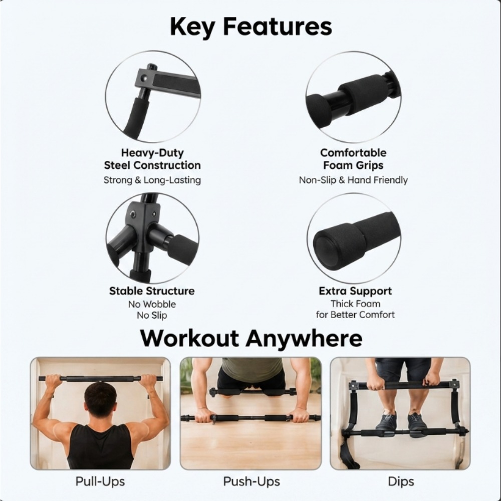 家庭用ジム向けドアポールプルアップバー、多機能チンアップバー - Home Gym Upper Body Workout のレビューと価格