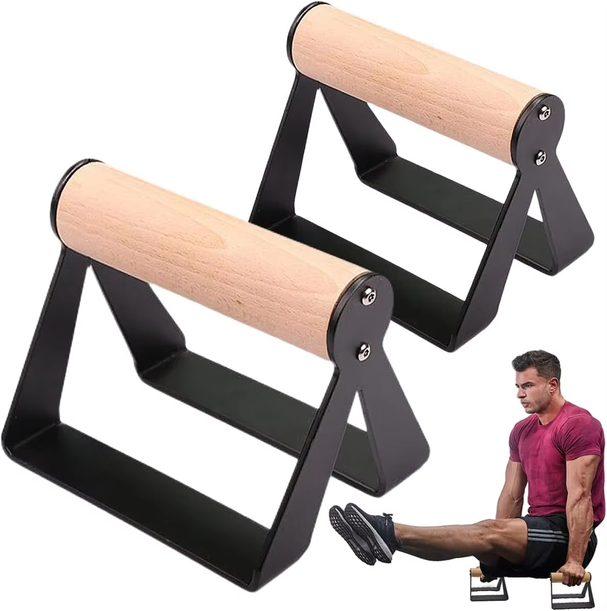 ホームジム用プッシュアップスタンド、頑丈な金属フレーム、ブナ - Home Gym Upper Body Workout のレビューと価格