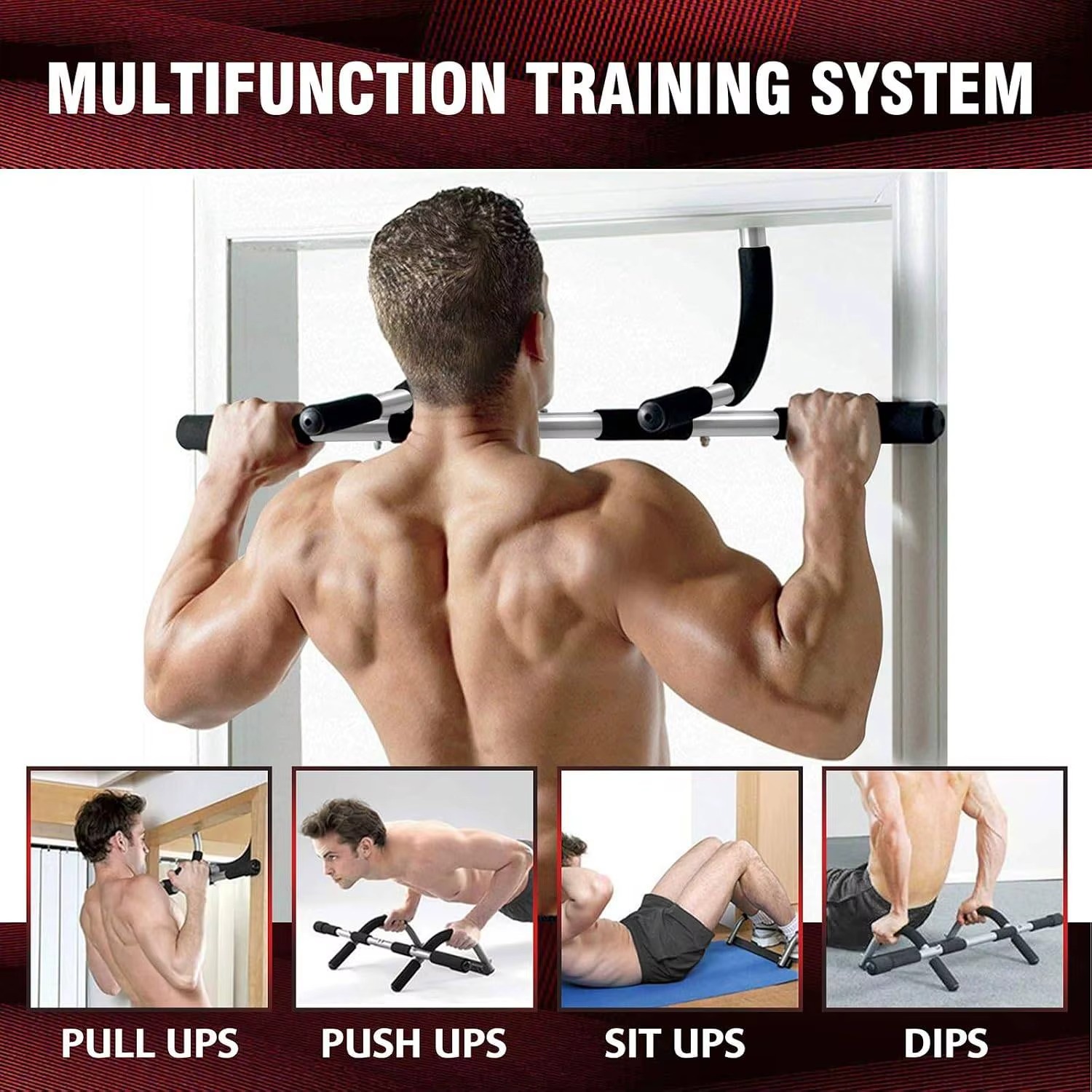 高さ調節可能なドアポール型懸垂バー。自宅での筋力トレーニング - Home Gym Upper Body Workout のレビューと価格